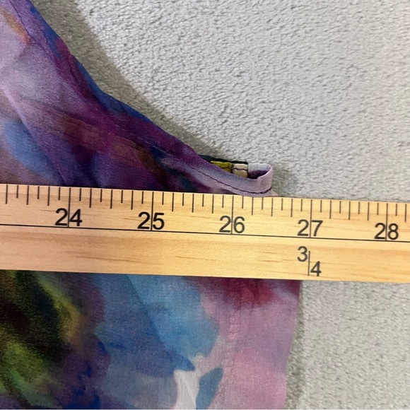 Susan Graver 2X Sleeveless Open Front Cardigan Vest Sheer Chiffon Floral - Picture 6 of 9